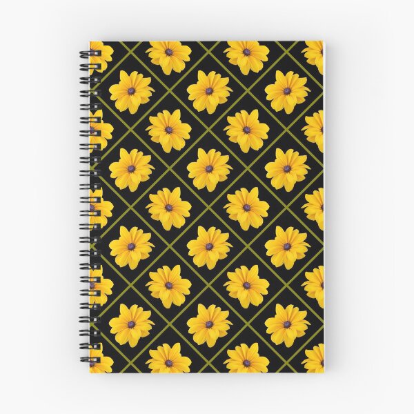 Item preview, Yellow Flowers Green Grid Diagonal Repeat on Black 5748 designed and sold by Art in My Loft.