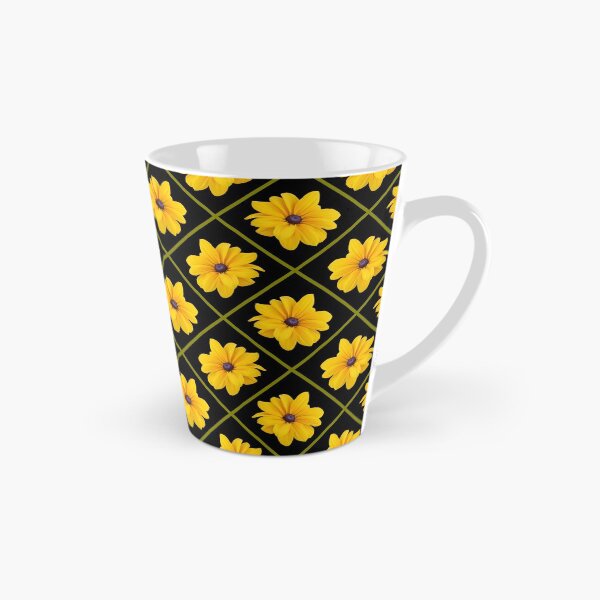 Item preview, Yellow Flowers Green Grid Diagonal Repeat on Black 5748 designed and sold by Art in My Loft.