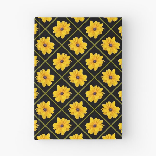 Item preview, Yellow Flowers Green Grid Diagonal Repeat on Black 5748 designed and sold by Art in My Loft.