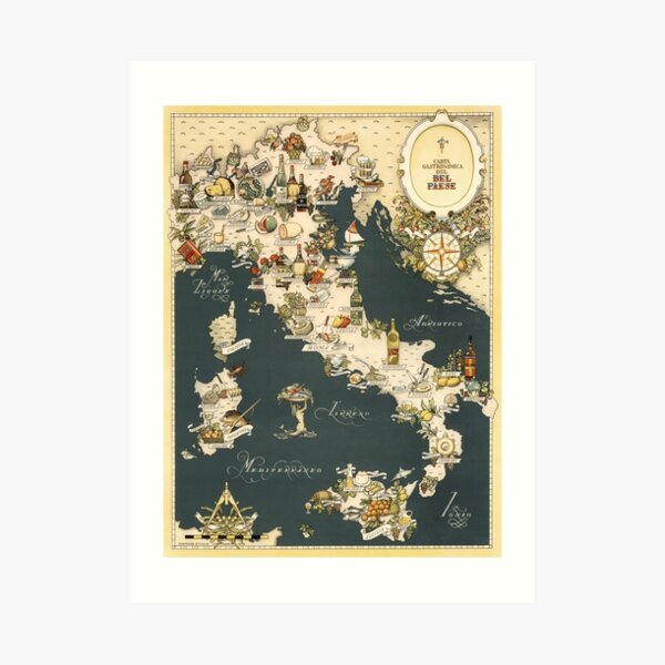 Gastronomic Map of Italy 1949 Art Print