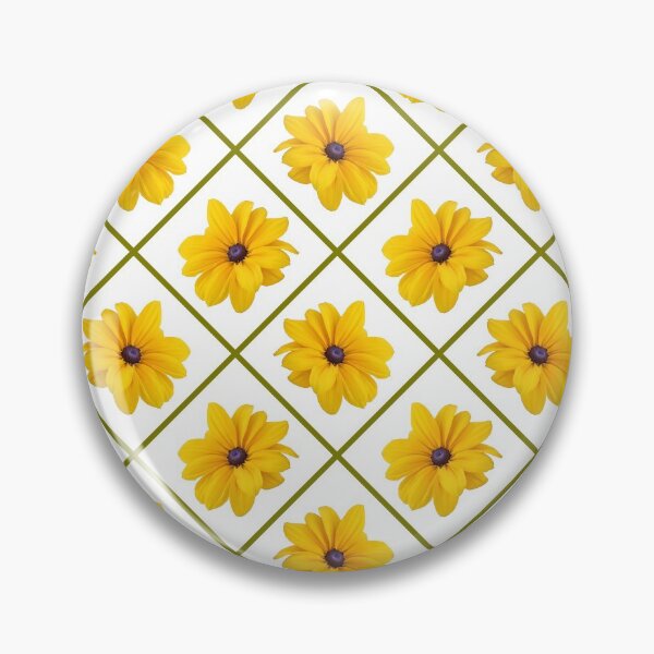 Item preview, Yellow Flowers Green Grid Diagonal Repeat on White 5748 designed and sold by Art in My Loft.