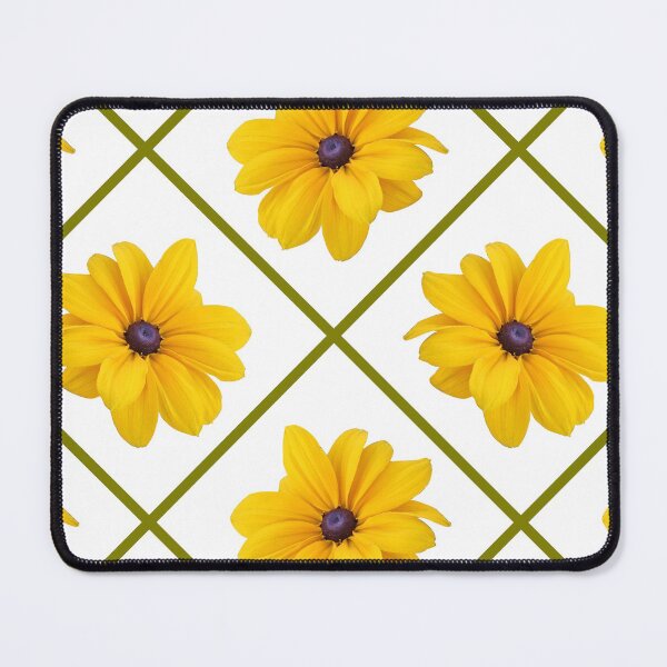 Item preview, Yellow Flowers Green Grid Diagonal Repeat on White 5748 designed and sold by Art in My Loft.