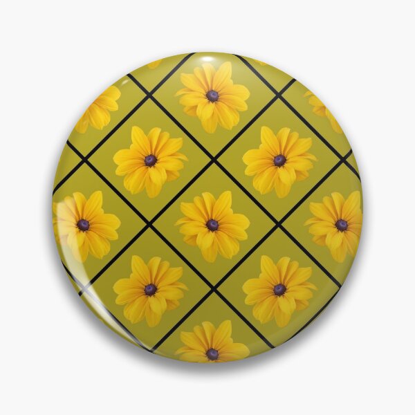 Item preview, Yellow Flowers Black Grid Diagonal Repeat on Yellow Green 5748 designed and sold by Art in My Loft.