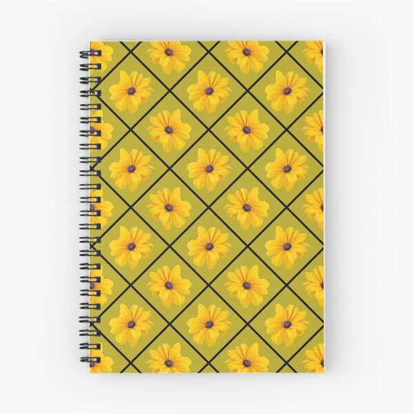 Item preview, Yellow Flowers Black Grid Diagonal Repeat on Yellow Green 5748 designed and sold by Art in My Loft.