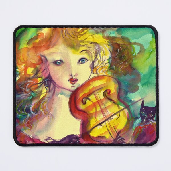 Item preview, VIOLINIST GIRL ,VIOLIN  AND CAT Watercolor by Bulgan Lumini designed and sold by BulganLumini.