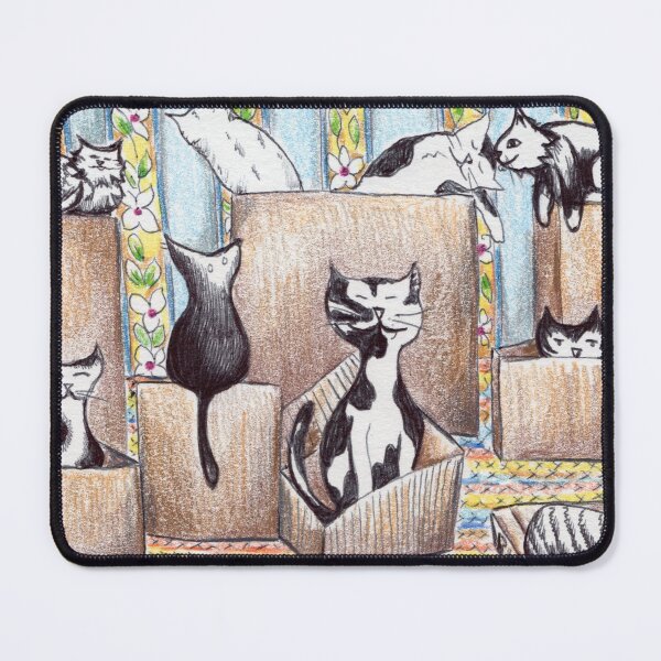 Item preview, Cats Love Boxes Black and White Cats Drawing  designed and sold by Michelebuttons.