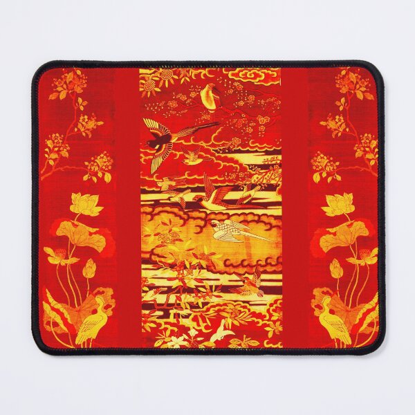 Item preview, Birds,Phoenix Flowering Tree Branches Against Clouds,Egret,Lotus,Red Gold Yellow Floral designed and sold by BulganLumini.