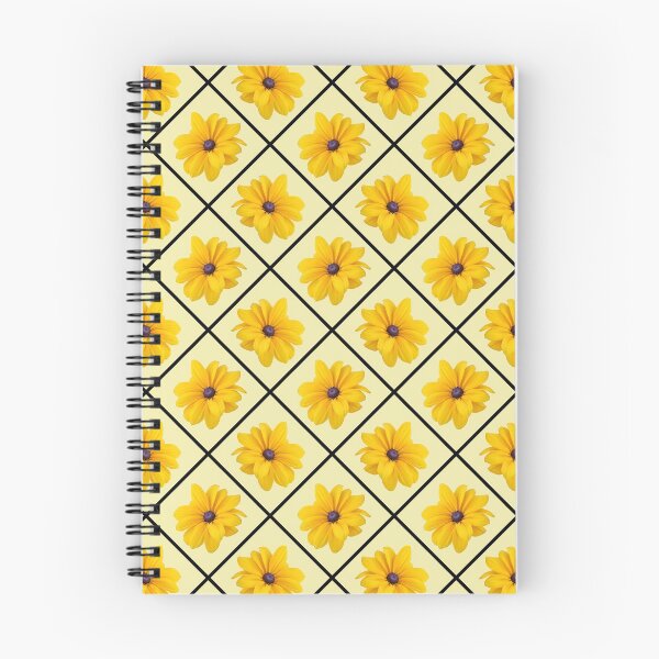 Item preview, Yellow Flowers Black Grid Diagonal Repeat on Soft Yellow 5748 designed and sold by Art in My Loft.
