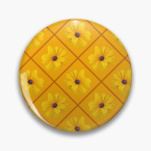 Item preview, Yellow Flowers Brown Grid Diagonal Repeat on Soft Orange 5748 designed and sold by Art in My Loft.