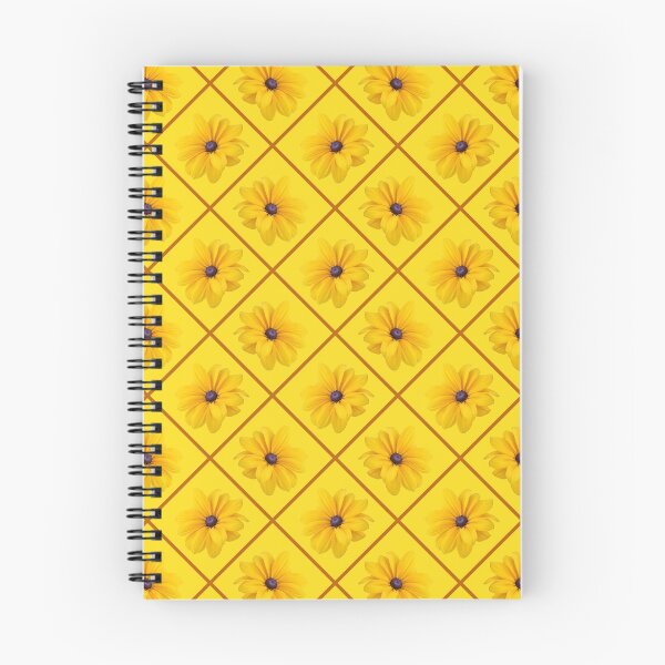 Item preview, Yellow Flowers Brown Grid Diagonal Repeat on Yellow 5748 designed and sold by Art in My Loft.
