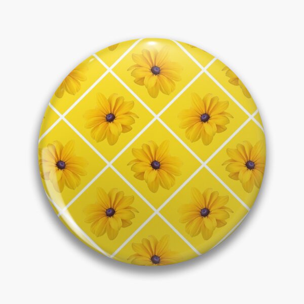 Item preview, Yellow Flowers White Grid Diagonal Repeat on Yellow 5748 designed and sold by Art in My Loft.
