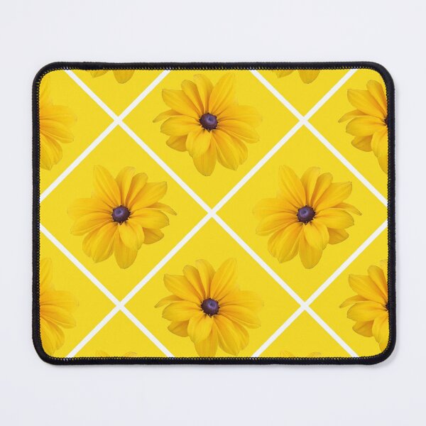 Item preview, Yellow Flowers White Grid Diagonal Repeat on Yellow 5748 designed and sold by Art in My Loft.