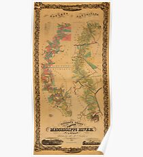 Map of Mississippi River 1858 Poster