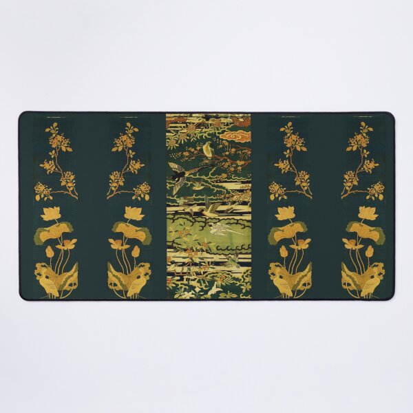 Item preview, Birds,Phoenix Flowering Tree Branches Against Clouds,Egret,Lotus,Green Gold Yellow Floral designed and sold by BulganLumini.