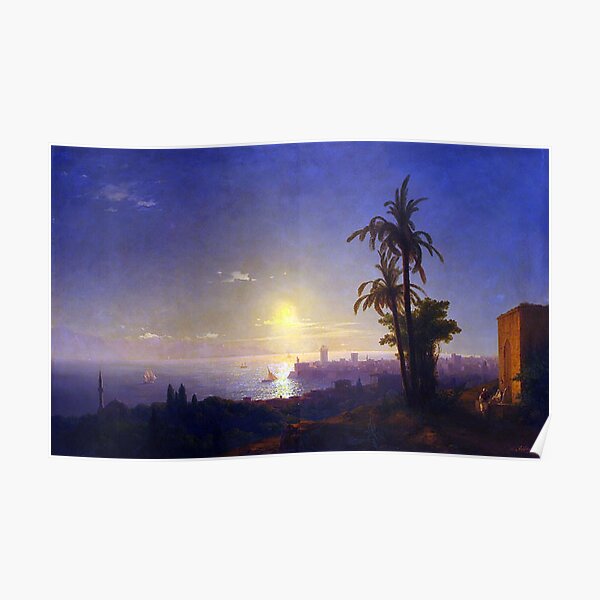 Night in Rhodes by Ivan Aivazovsky Poster