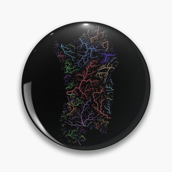 Item preview, Sardinia River Basin Map in Rainbow Colours with Black Background designed and sold by GrasshopperGeo.