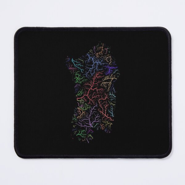 Item preview, Sardinia River Basin Map in Rainbow Colours with Black Background designed and sold by GrasshopperGeo.