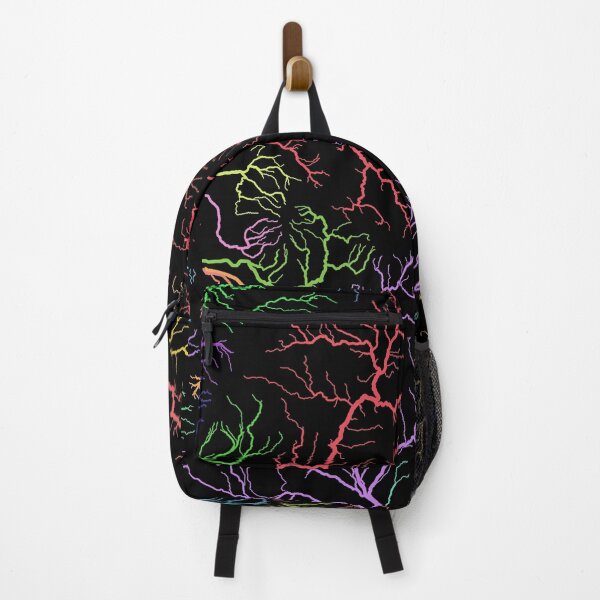 Item preview, Sardinia River Basin Map in Rainbow Colours with Black Background designed and sold by GrasshopperGeo.