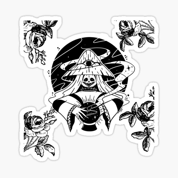 Witch Black And White Sticker