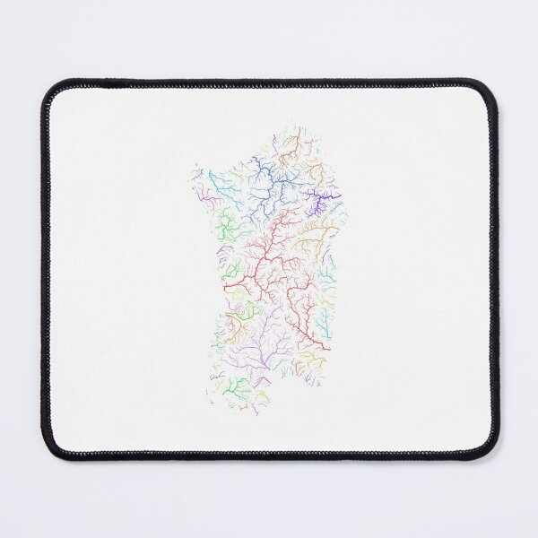 Item preview, Sardinia River Basin Map in Rainbow Colours with White Background designed and sold by GrasshopperGeo.