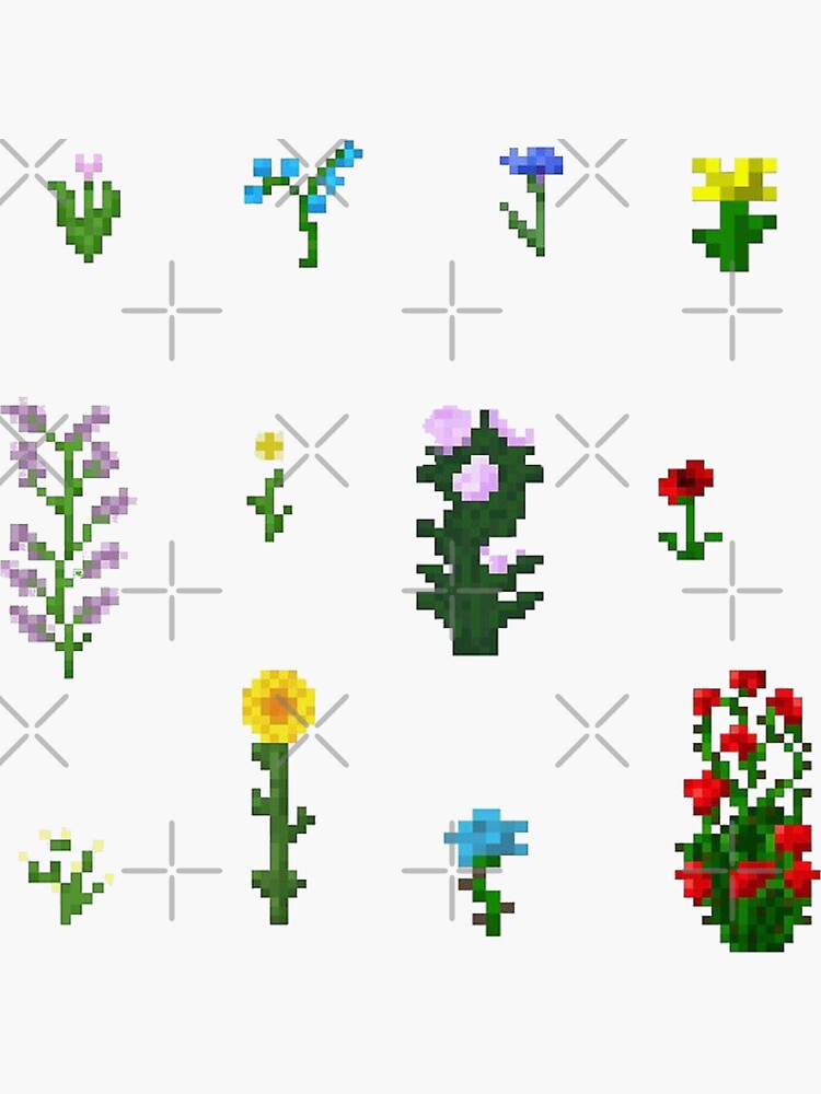Pegatina «paquete de flores de Minecraft» de designsbysara58 | Redbubble