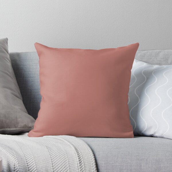 Dark Pink Solid Color 2022 Trending Hue Coral Clay SW 9005 Sherwin Williams Opus Collection - Colour Trends - Shade Throw Pillow