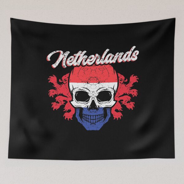 Item preview, Netherlands flag coat of arms skull designed and sold by Mila1946.