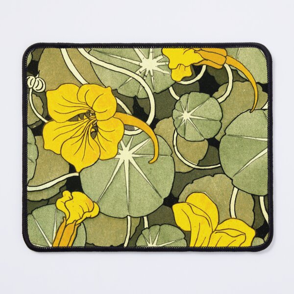 Item preview, GOLD YELLOW NASTURTIUM FLOWERS,GREEN LEAVES Art Nouveau Floral designed and sold by BulganLumini.