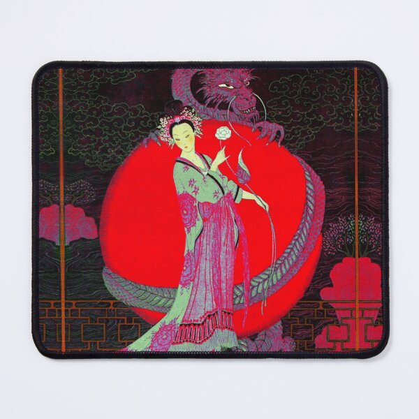 Item preview, TURANDOT ,CHINESE PRINCESS ,WHITE ROSE AND DRAGON Red Black Hues designed and sold by BulganLumini.