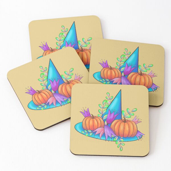 Item preview, Neon Blue Witch’s Hat with Pumpkins designed and sold by forgetfulem.