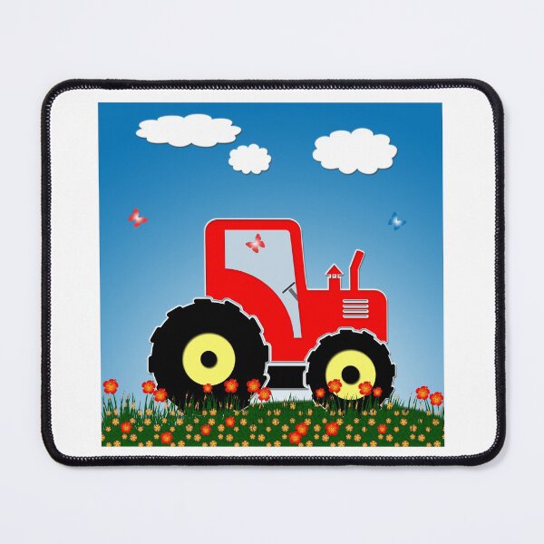 Item preview, Red tractor in a field designed and sold by Gaspar Avila.