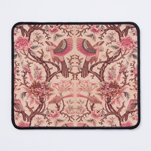 Item preview, BIRDS OF PREY, LEAVES AND FLOWERS Pink Red Floral designed and sold by BulganLumini.