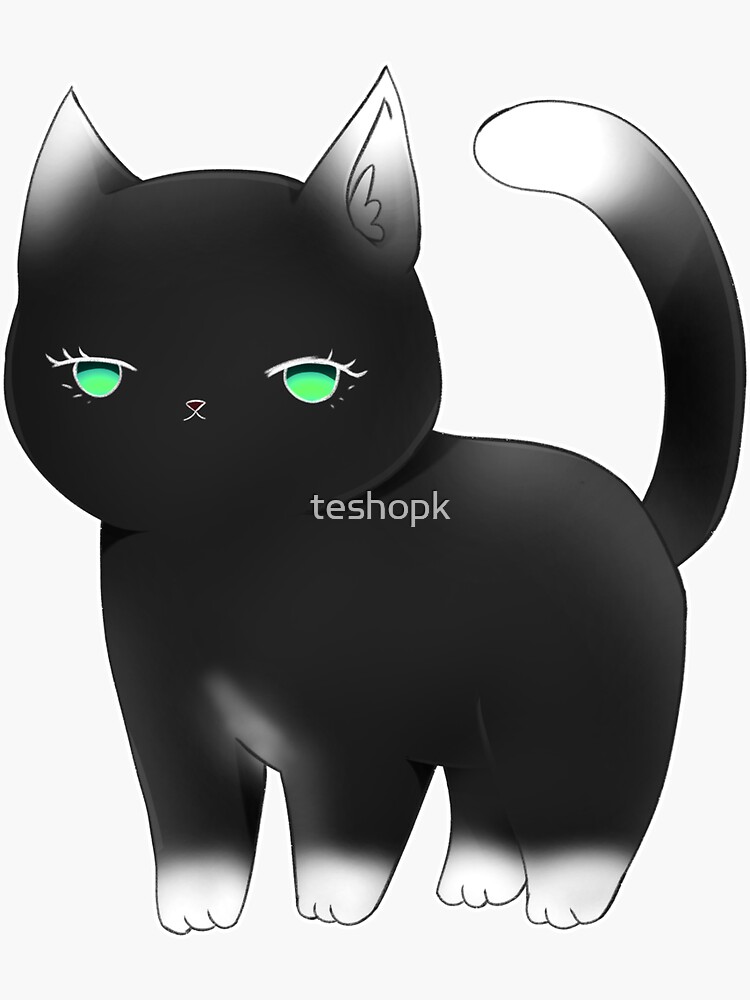 "black cat with green eyes sticker" Sticker for Sale by Redbubble