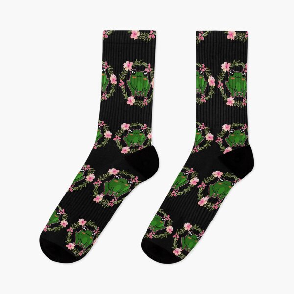 Item preview, Kawaii Cottagecore Frog Cute Cartoon with Pink Flower Wreath designed and sold by CharJens.