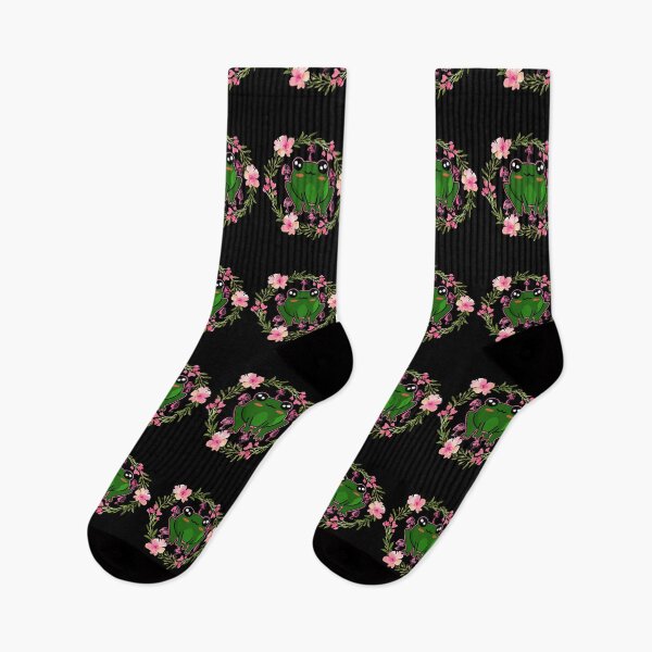 Item preview, Kawaii Cottagecore Frog Cute Cartoon with Pink Flower Mushroom Wreath designed and sold by CharJens.