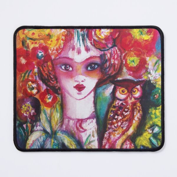 Item preview, PORTRAIT WITH OWL AND RED FLOWERS designed and sold by BulganLumini.