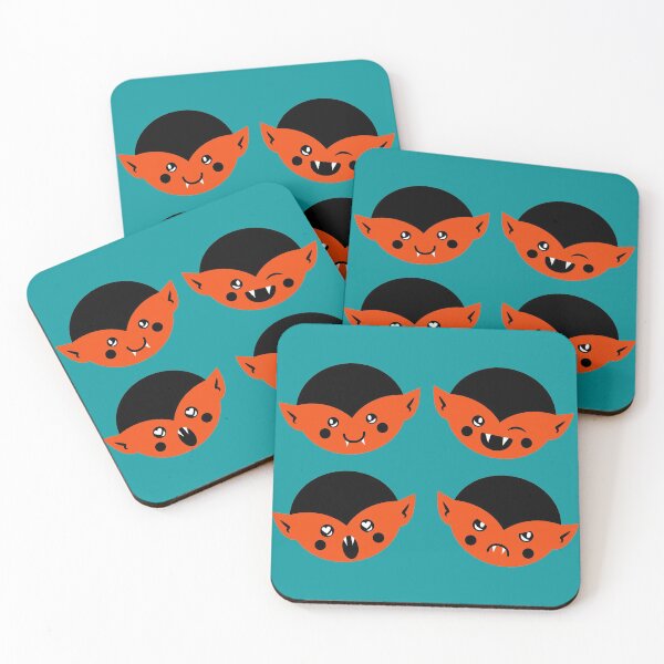 Item preview, Fire Orange and Ocean Teal Vampire Pattern designed and sold by Jelly Turnip.