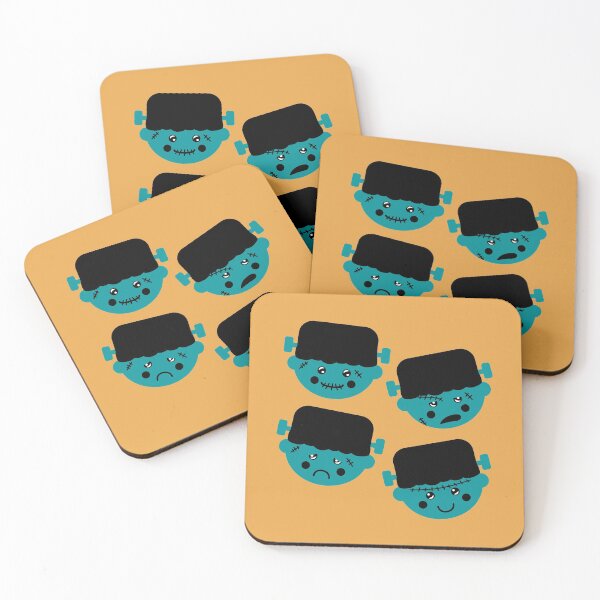 Item preview, Ocean Teal & Spice Yellow Cute Frankenstein Faces Pattern designed and sold by Jelly Turnip.