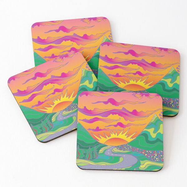 Item preview, Retro hippie style psychedelic landscape designed and sold by Golden-Peace.