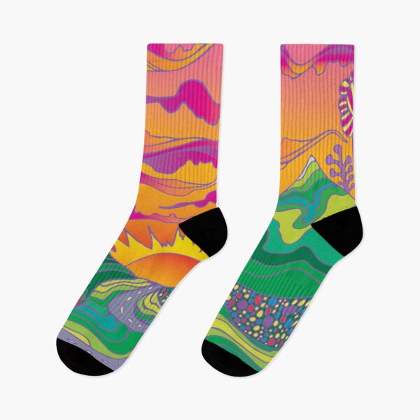 Item preview, Retro hippie style psychedelic landscape designed and sold by Golden-Peace.