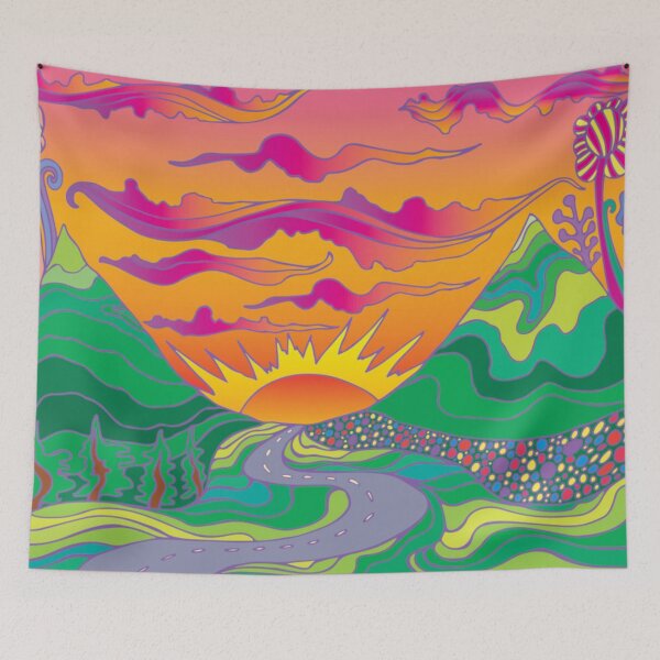 Item preview, Retro hippie style psychedelic landscape designed and sold by Golden-Peace.