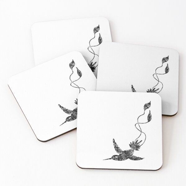 Item preview, White leaves in darkest skies abstract hummingbird designed and sold by TitaCris.