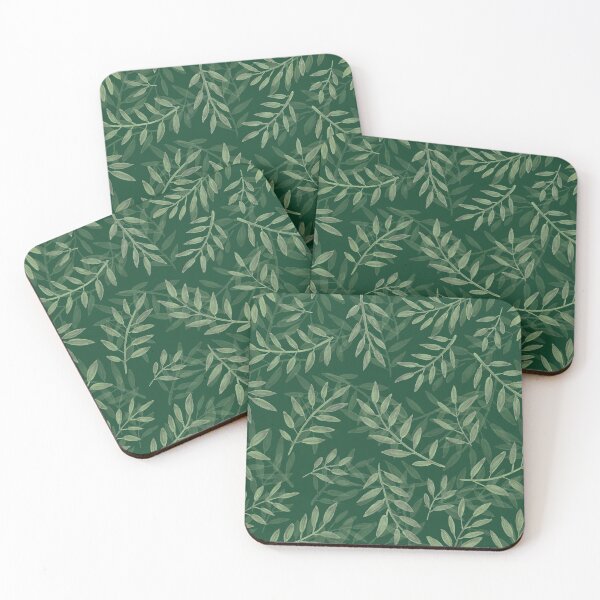 Item preview, Green Leaf Pattern on Dark Green Background designed and sold by nabeArtist.