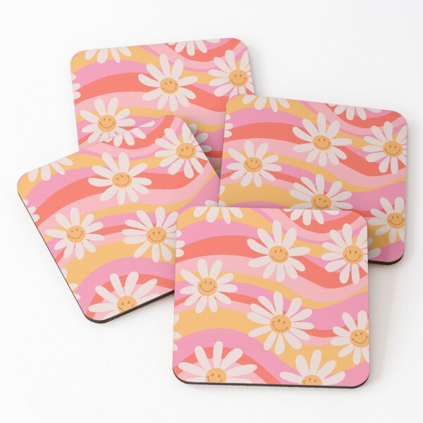 Wavy Daisies Coasters (Set of 4)