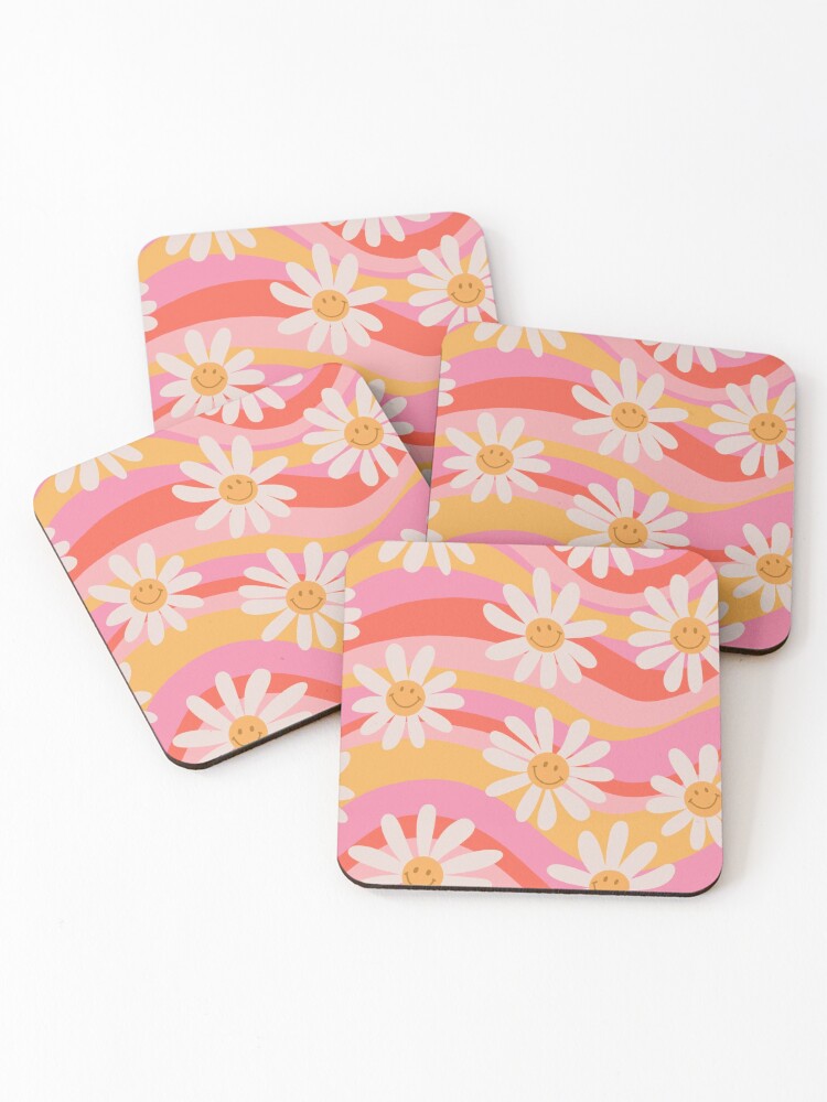 Thumbnail 1 of 5, Coasters (Set of 4), Wavy Daisies designed and sold by lauragraves.