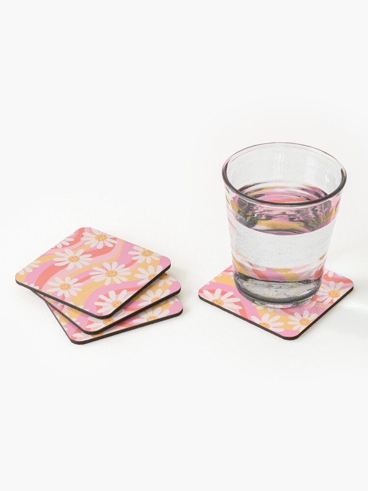 Thumbnail 2 of 5, Coasters (Set of 4), Wavy Daisies designed and sold by lauragraves.