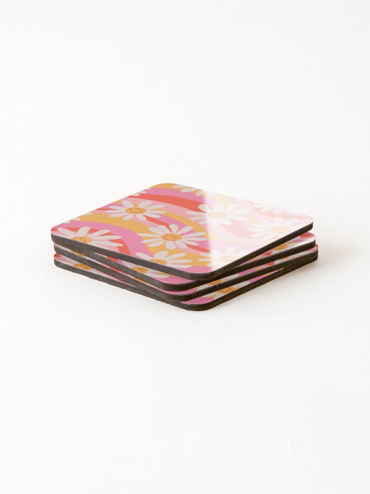 Thumbnail 4 of 5, Coasters (Set of 4), Wavy Daisies designed and sold by lauragraves.