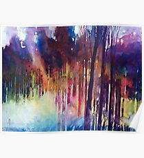 Lampi di luce nella forest Poster