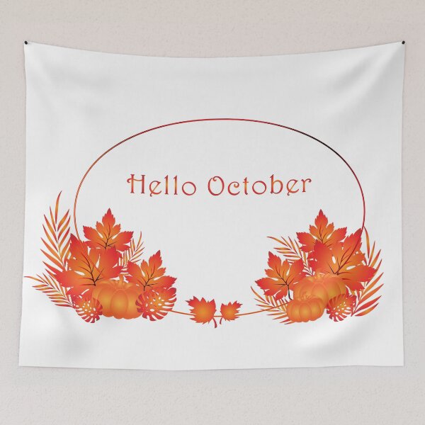 Item preview, Hello October autumn season pillow designed and sold by ZieProject.