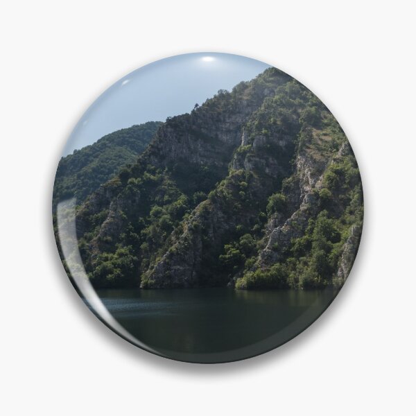 Item preview, Steep Shores and Green Summer Light - a Mountain Lake Impression designed and sold by Georgia Mizuleva.
